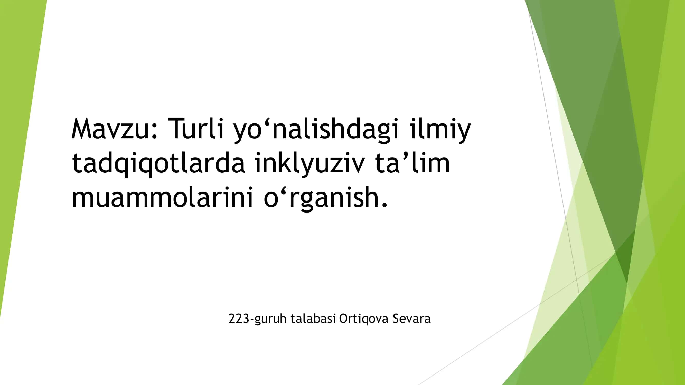 Inklyuziv ta’lim muammolarini o‘rganish 1