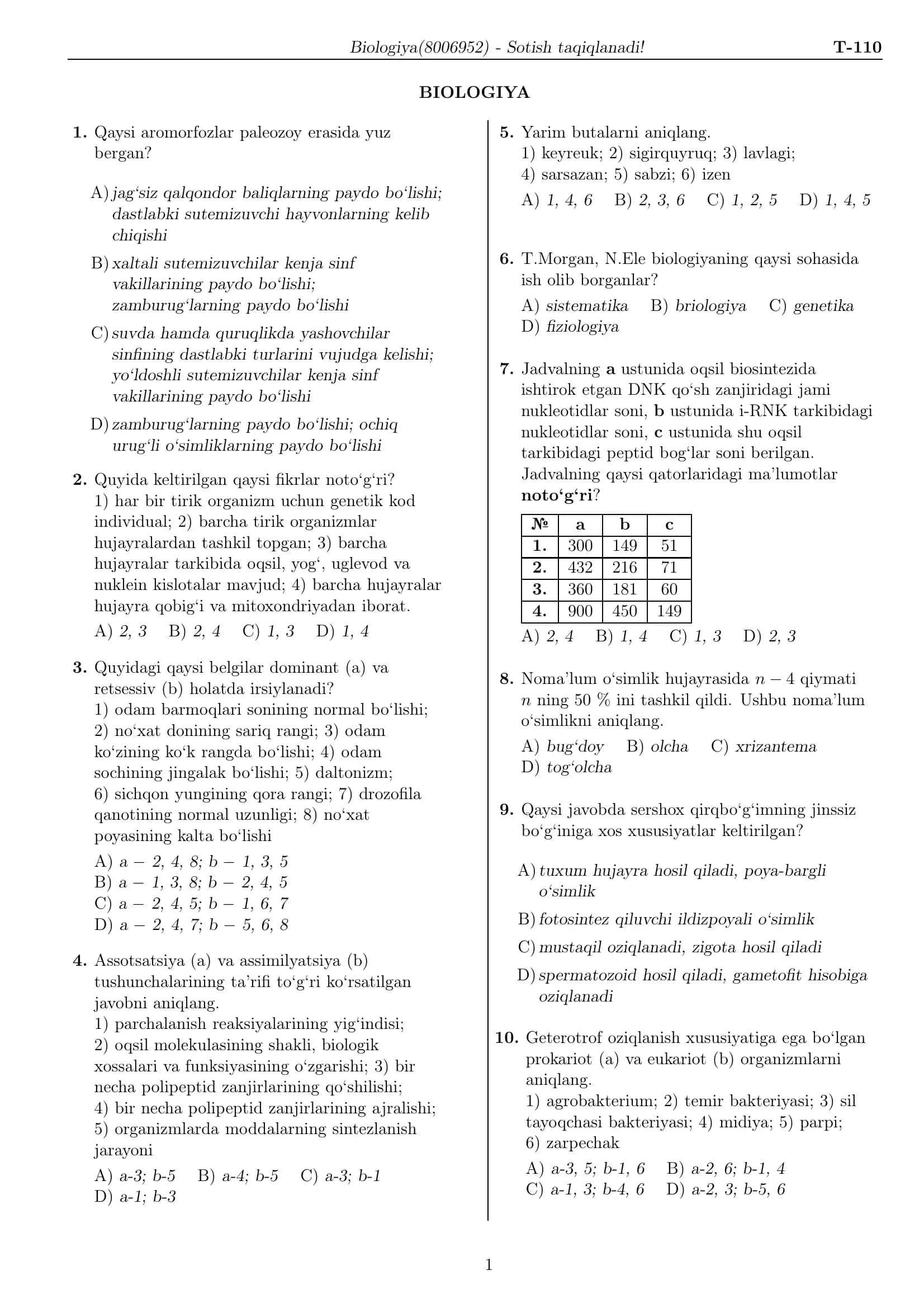Biologiya 1
