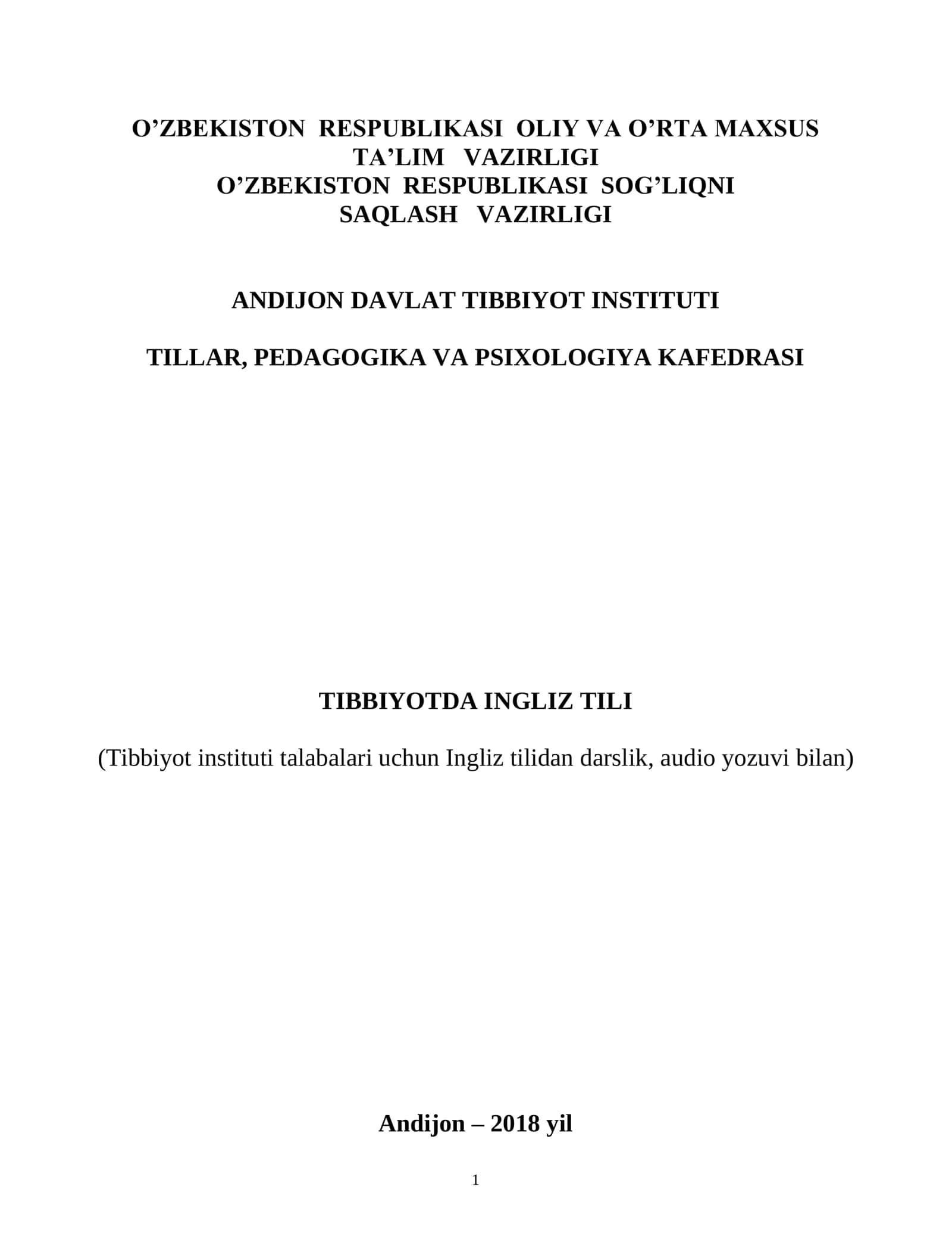 Tibbiyotda Ingliz Tili 1