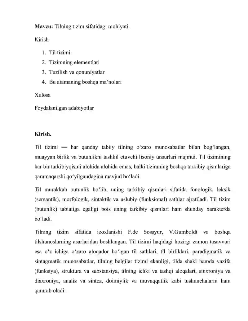 Tilning tizim sifatidagi mohiyati 1