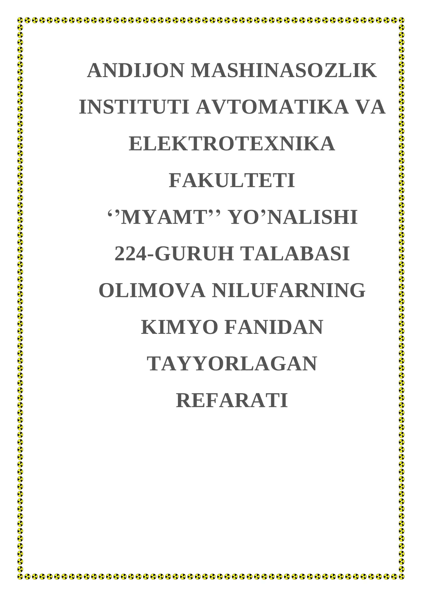 REFARATI D.I. MENDELEYEVNING KIMYOVIY ELEMENTLAR DAVRIY QONUNI VA DAVRIY SISTEMASI 1