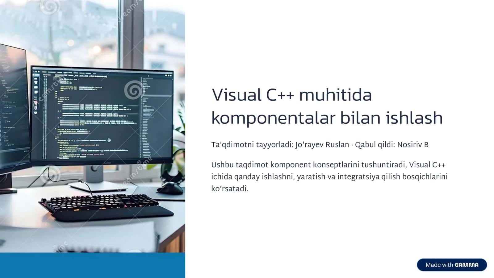 Komponentalar bilan ishlash Visual C++ muhitida 1