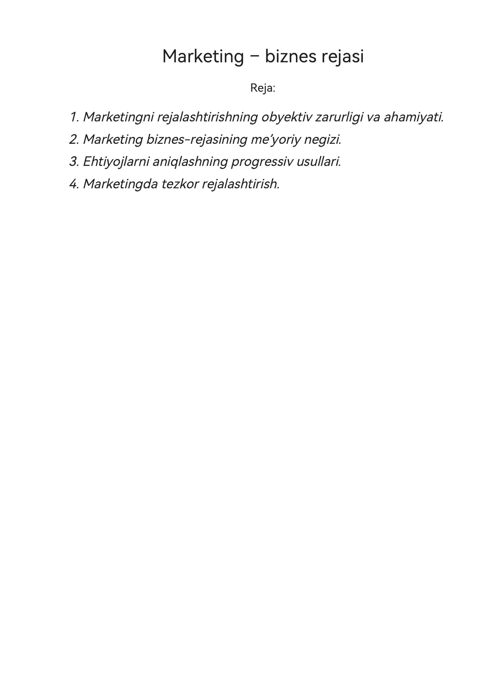 Marketing – biznes rejasi 1