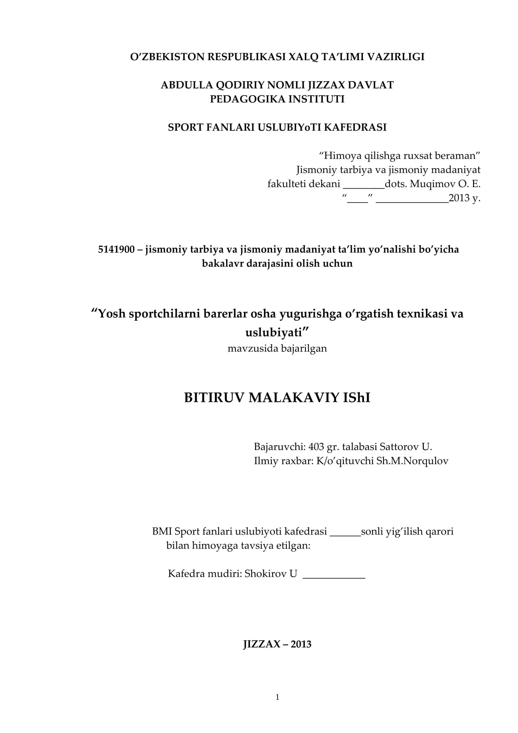 Yosh sportchilarni barerlar osha yugurishga o’rgatish texnikasi va uslubiyati 1