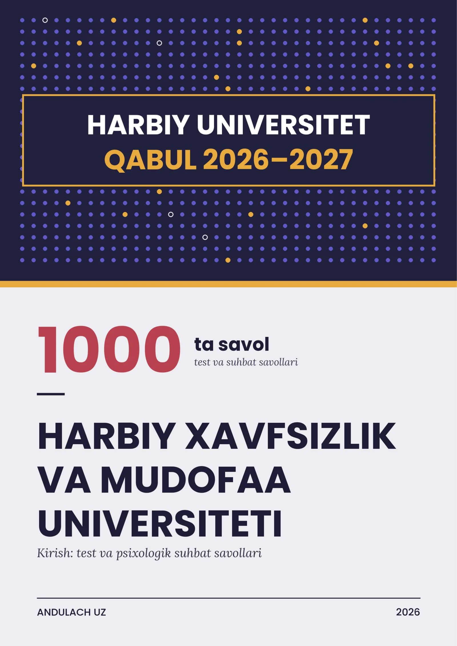 "O'zbekiston Respublikasi Ichki Ishlar akademiyasi (IIV) ga kirish uchun test va suhbat savollari. 1
