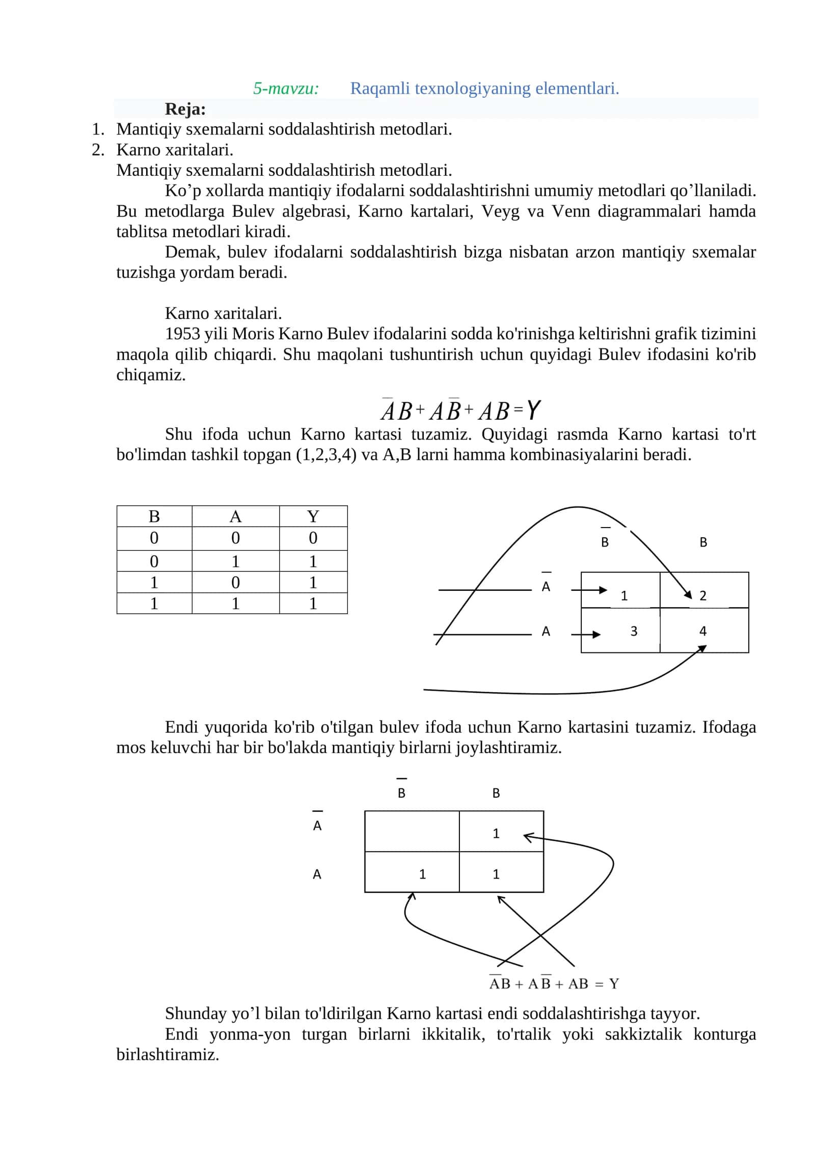 Raqamli texnologiyaning elementlari 1