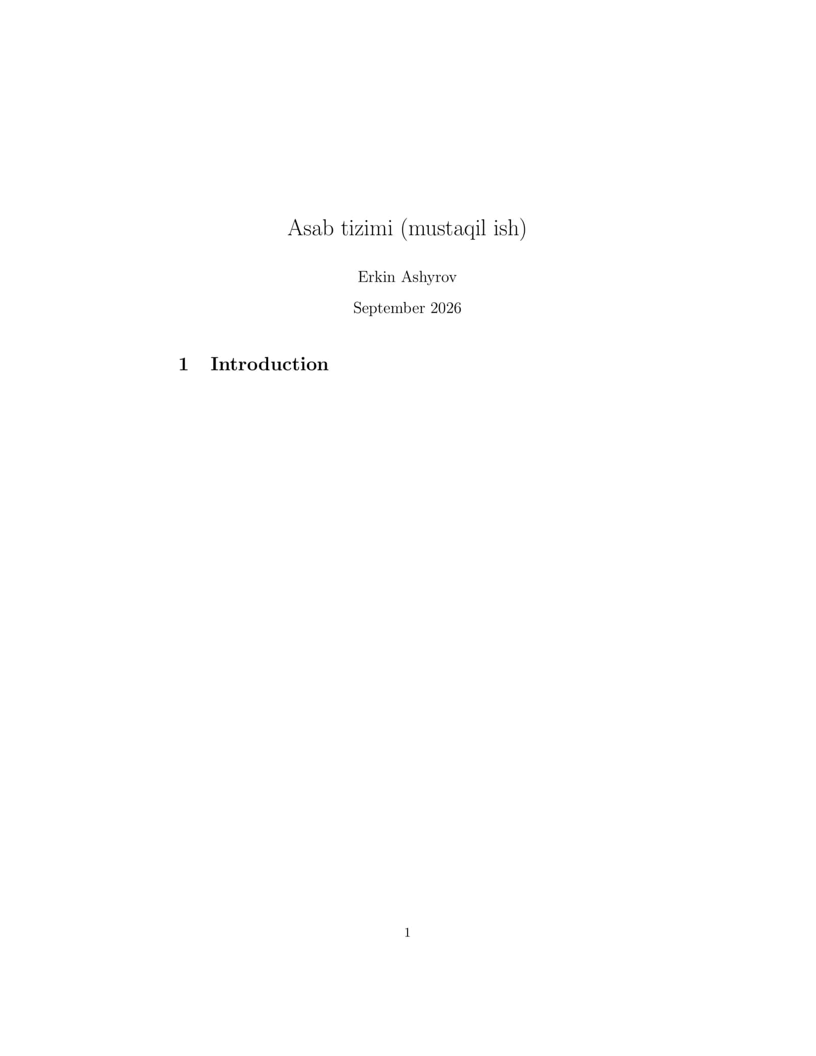 Asab tizimi (mustaqil ish) 1