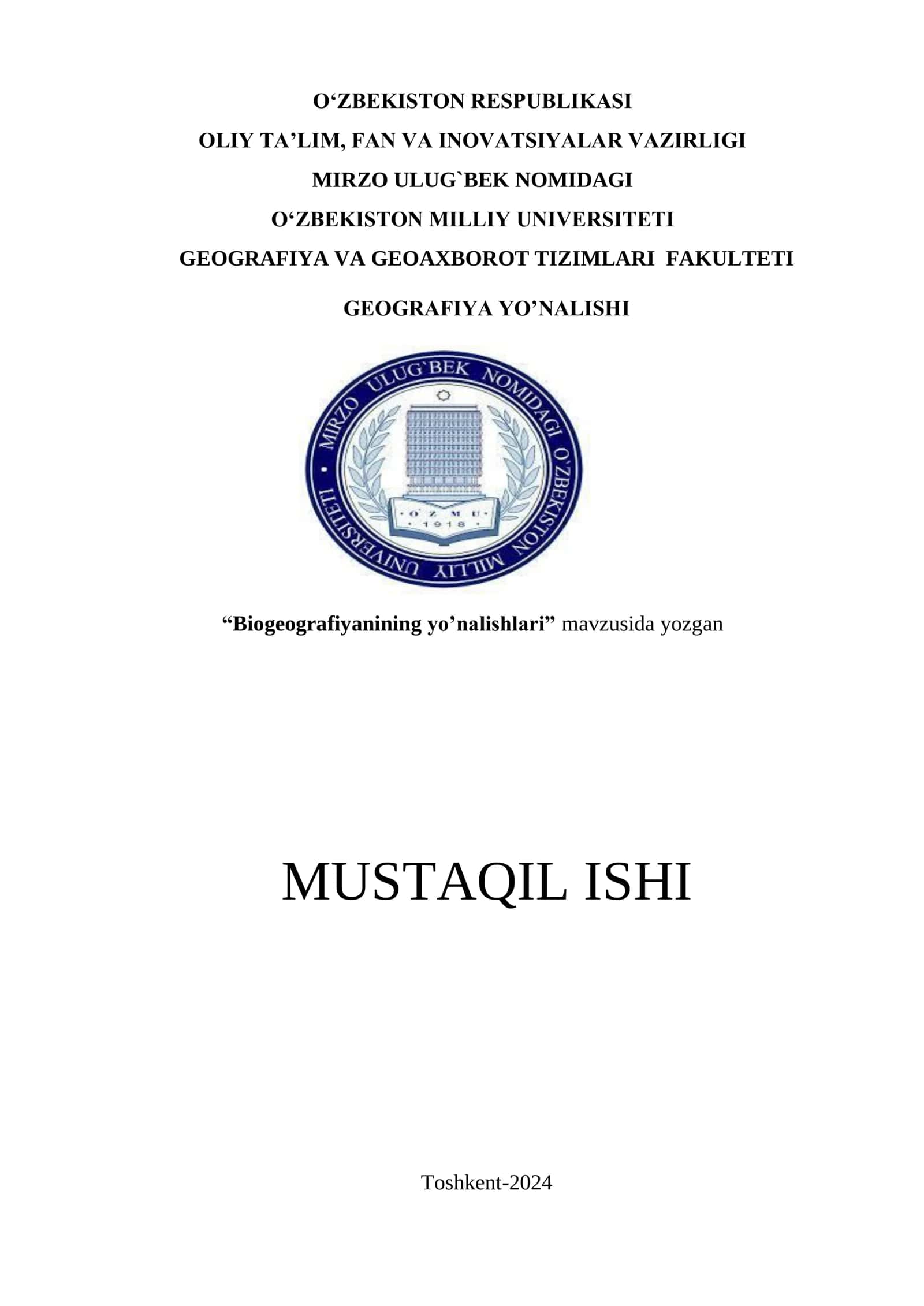 Biogeografiyaning yo‘nalishlari 1