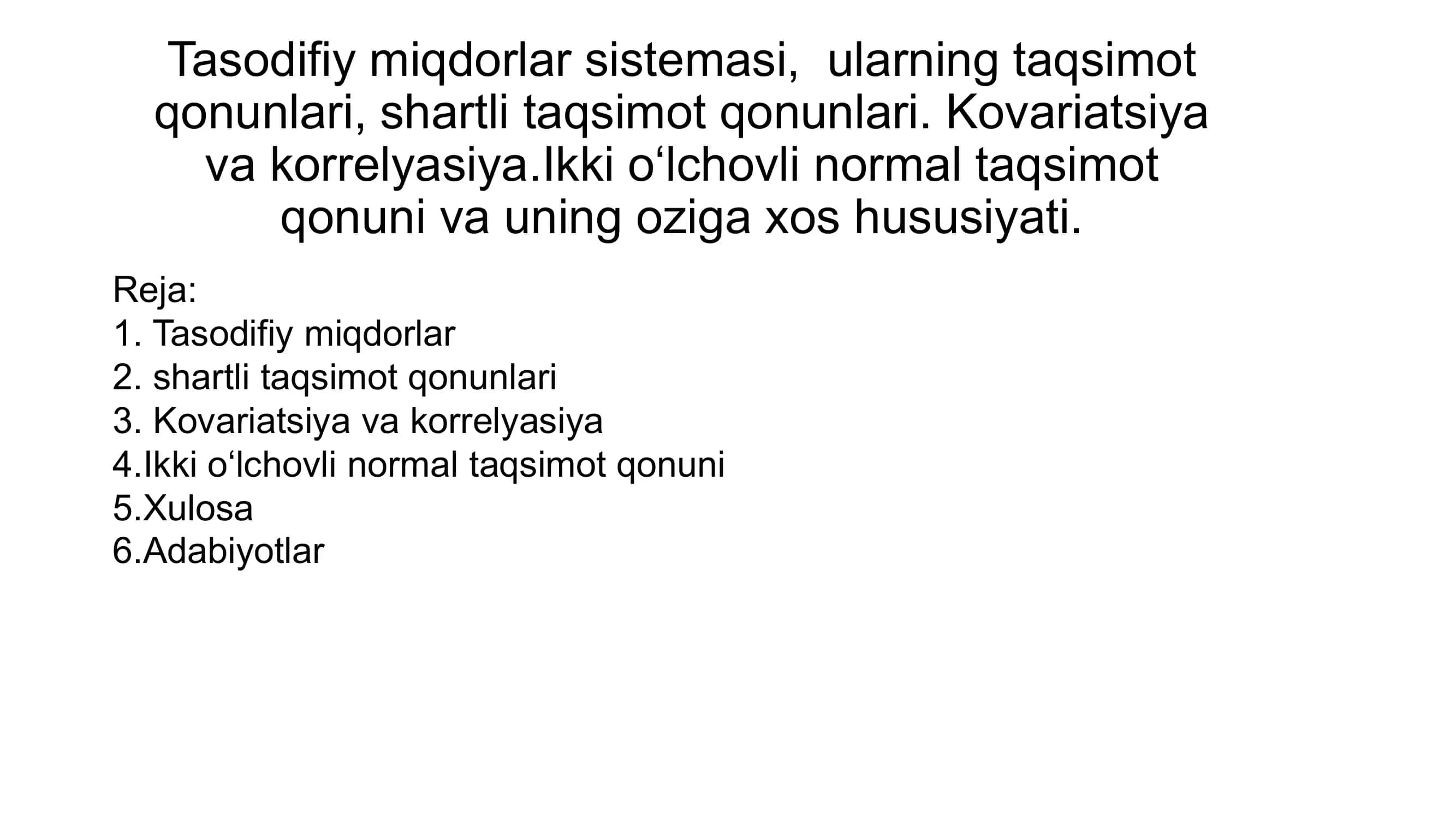 Tasodifiy miqdorlar sistemasi 1