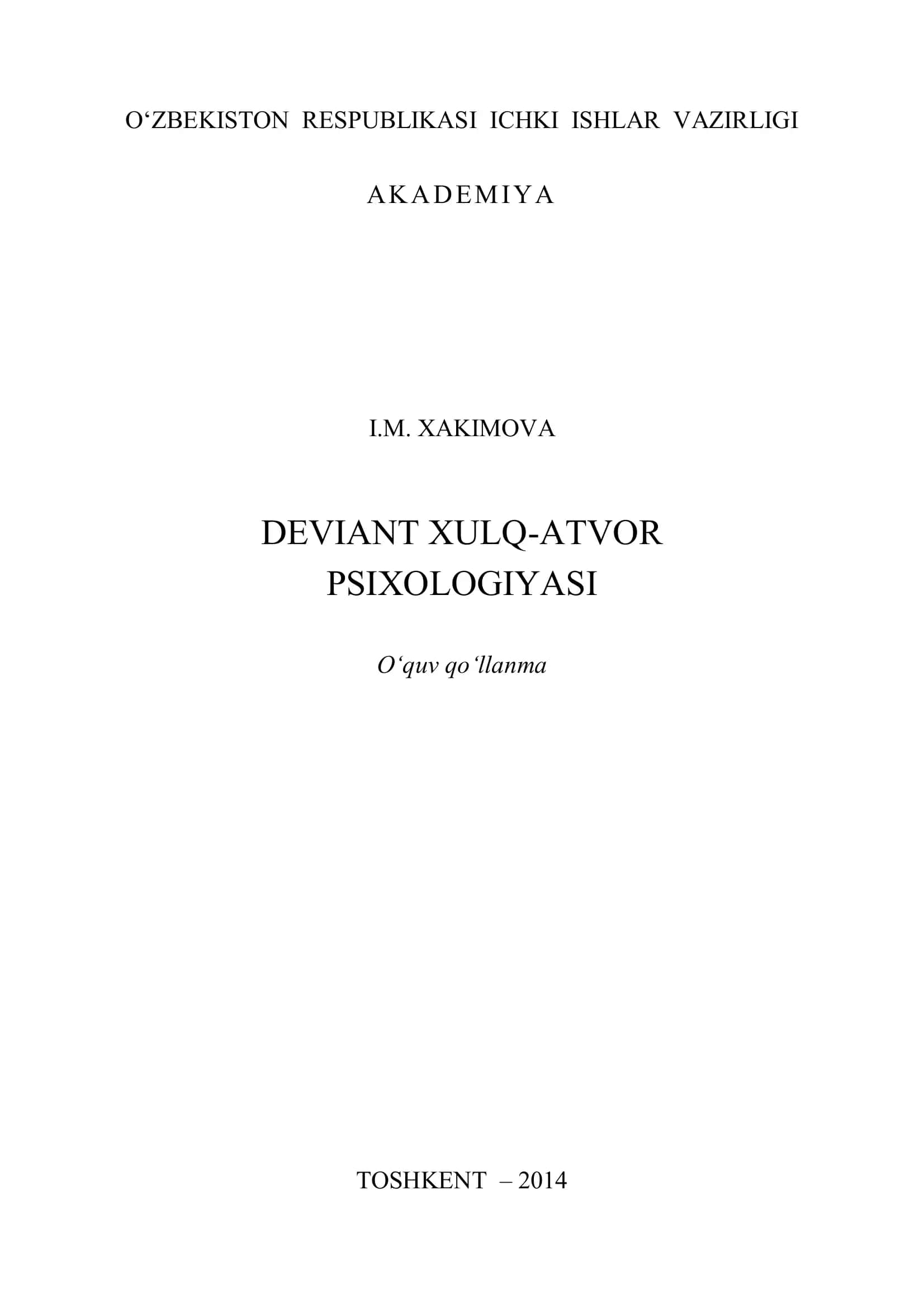 Deviant xulq-atvor psixologiyasi 1