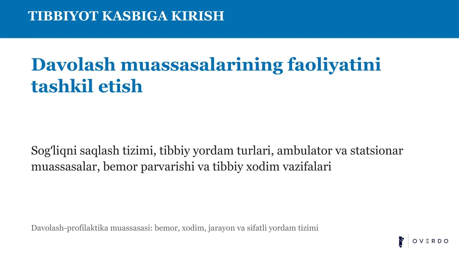 TIBBIYOT KASBIGA KIRISH 1