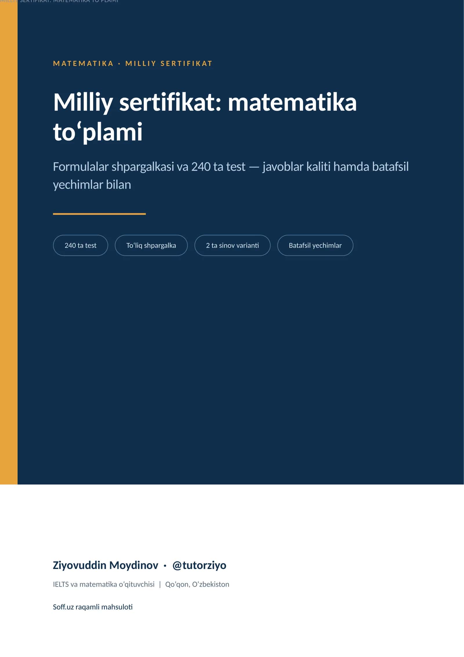 Milliy sertifikat: matematika to‘plami 1