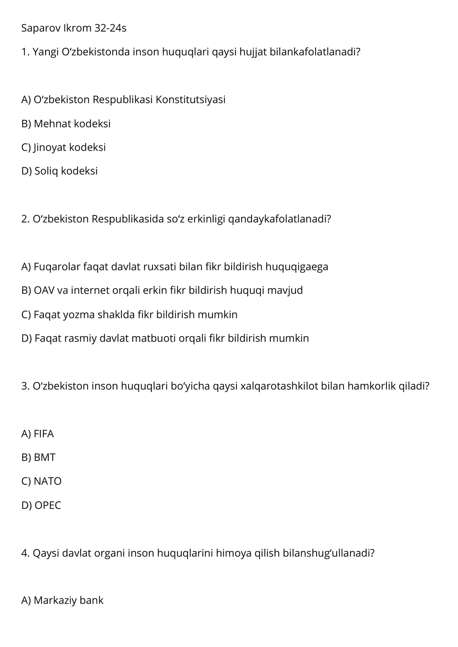 Yangi Oʻzbekistonda inson huquqlari 1