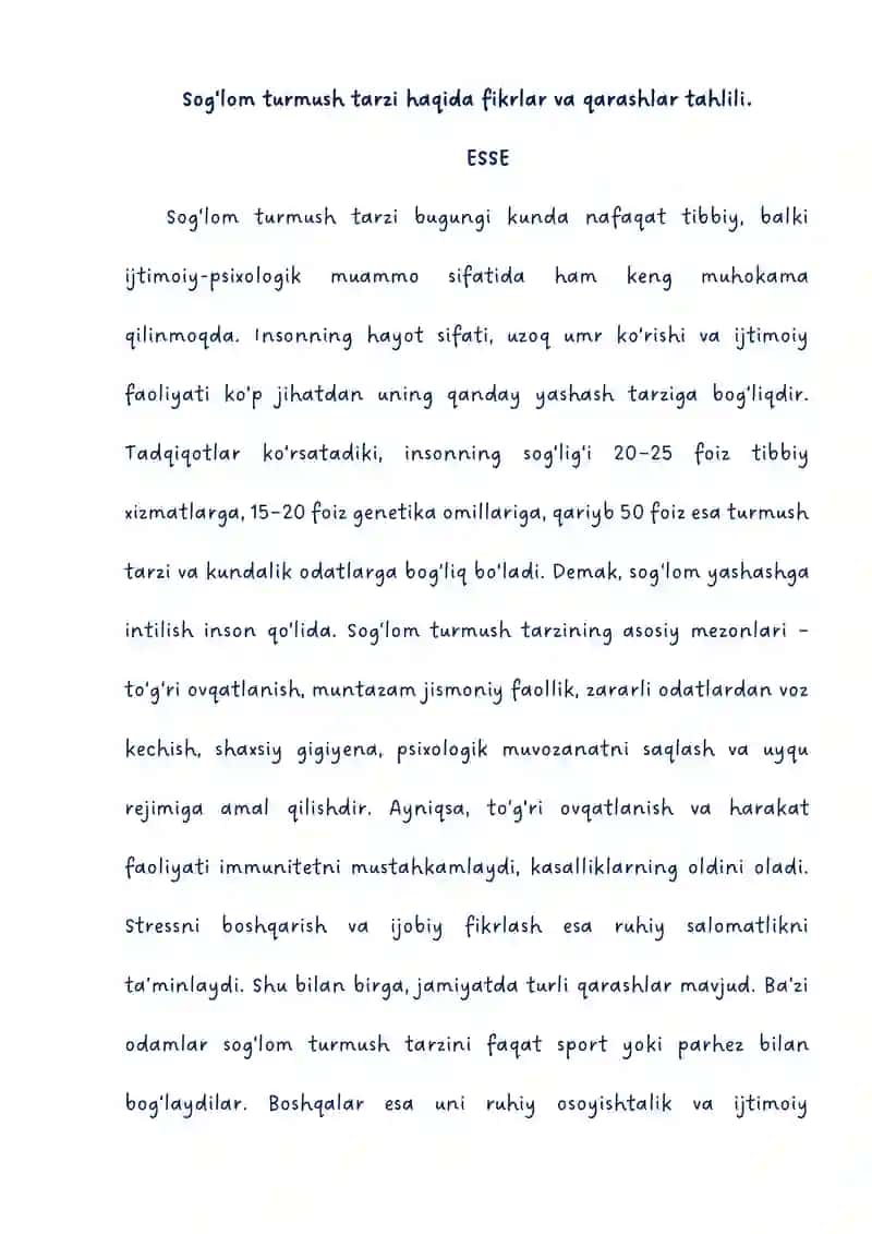 Sog‘lom turmush tarzi 1