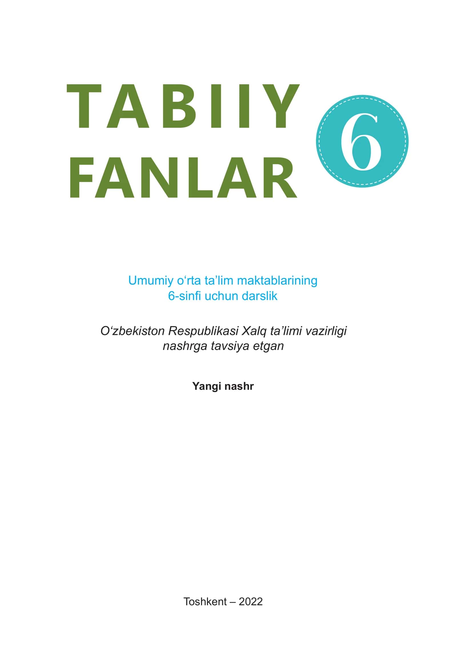 Tabiiy fanlar [Matn]: 6-sinf uchun darslik 1