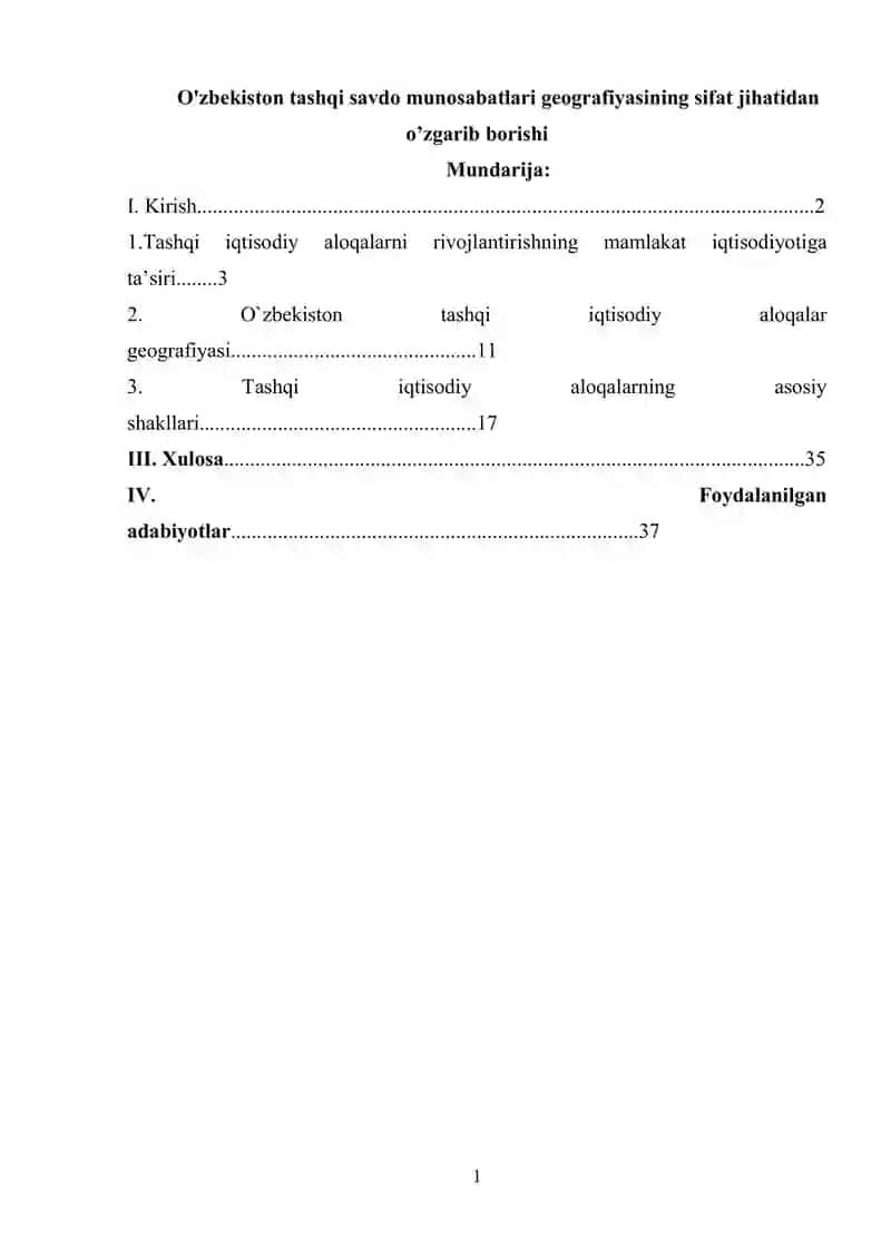 O'zbekiston tashqi savdo munosabatlari geografiyasi