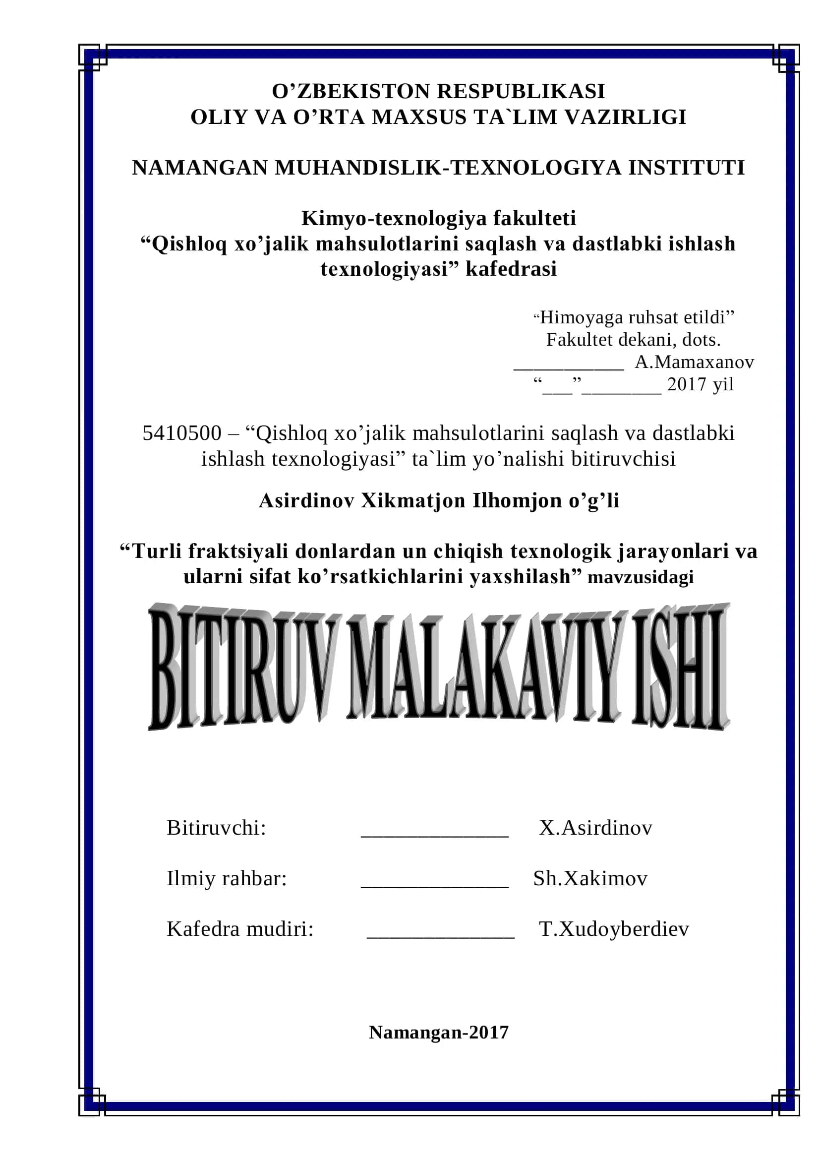 Qishloq xo'jalik mahsulotlarini saqlash va dastlabki ishlash texnologiyasi 1
