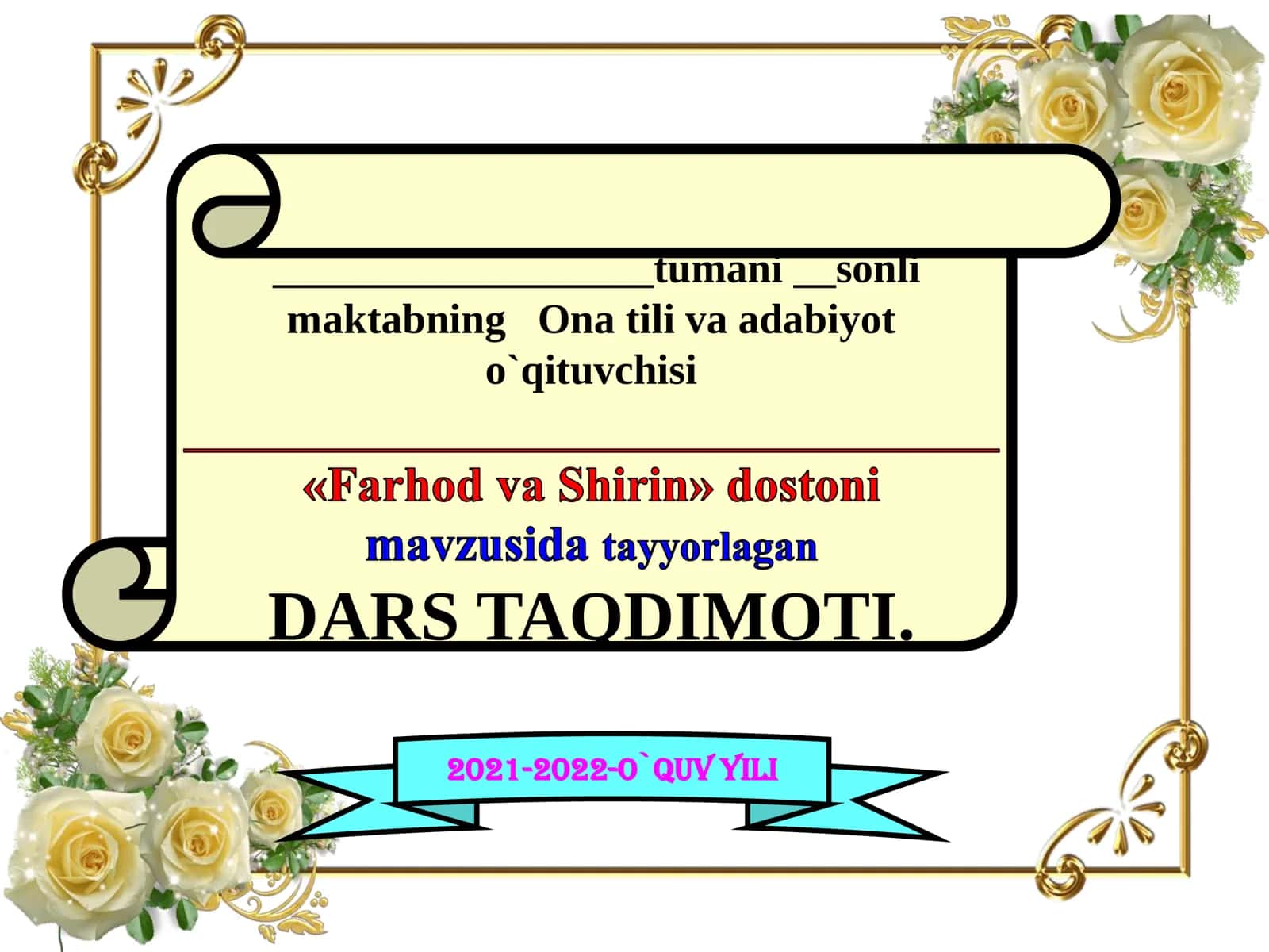 8-sinf Adabiyot fanidan Xamsada Farxod va Shirin dostoni dars taqdimot 1
