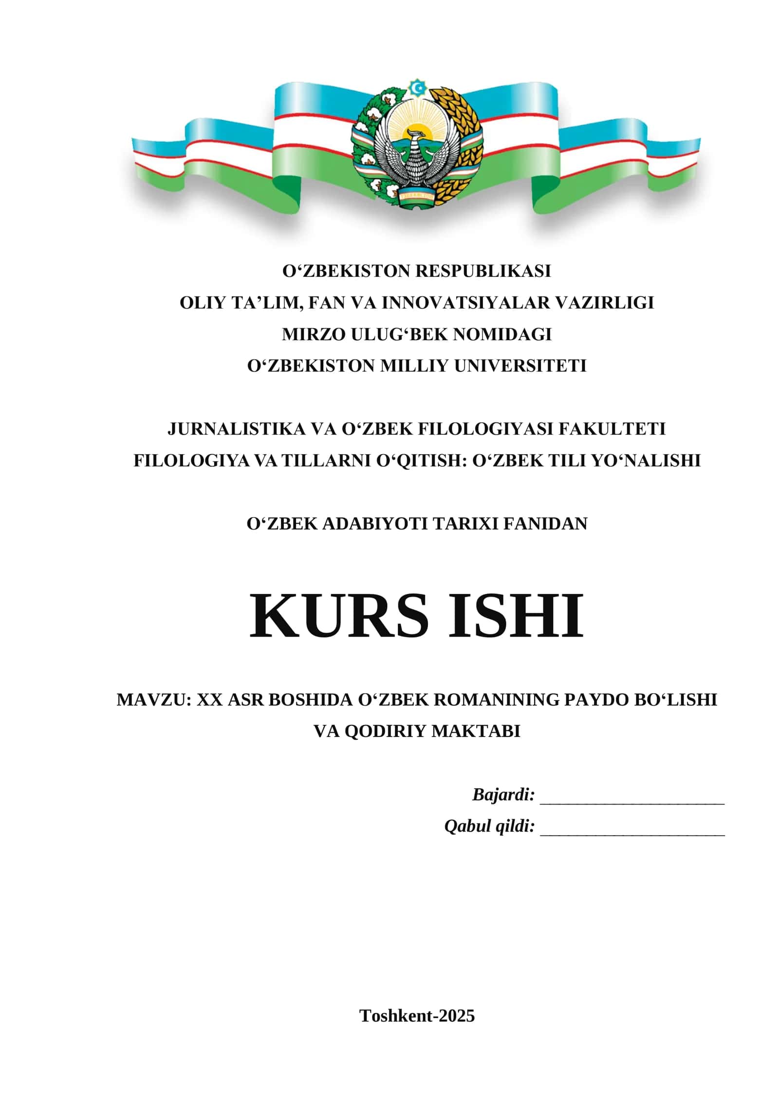 XX ASR BOSHIDA O‘ZBEK ROMANINING PAYDO BO‘LISHI VA QODIRIY MAKTABI 1