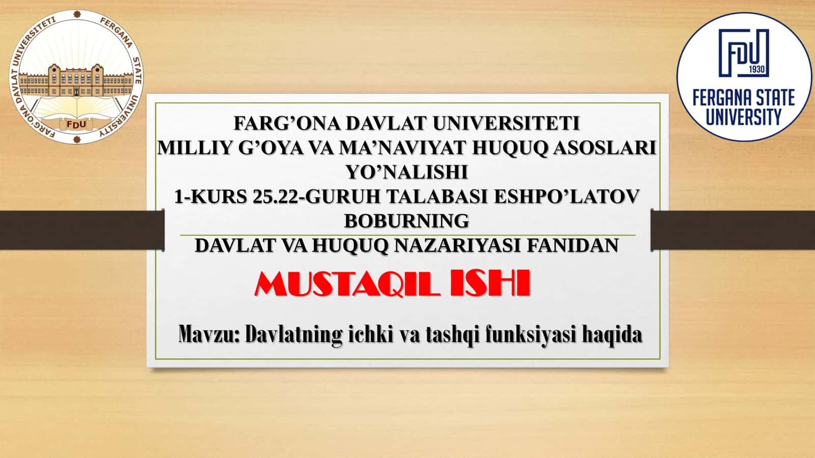 Davlatning ichki va tashqi funksiyasi haqida 1