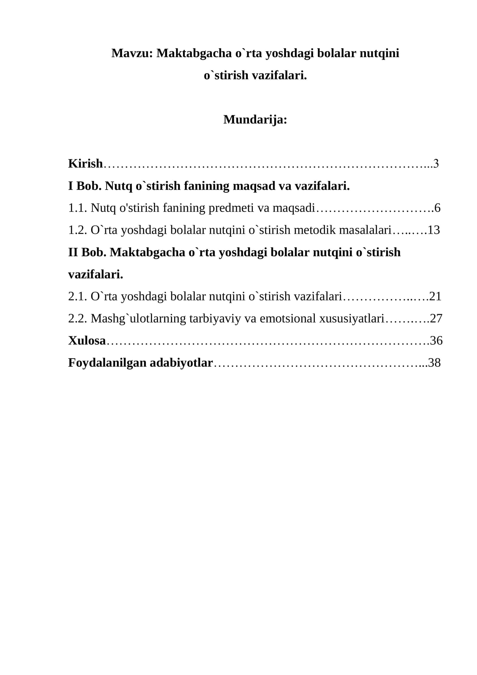 Maktabgacha o`rta yoshdagi bolalar nutqini o`stirish vazifalari 1