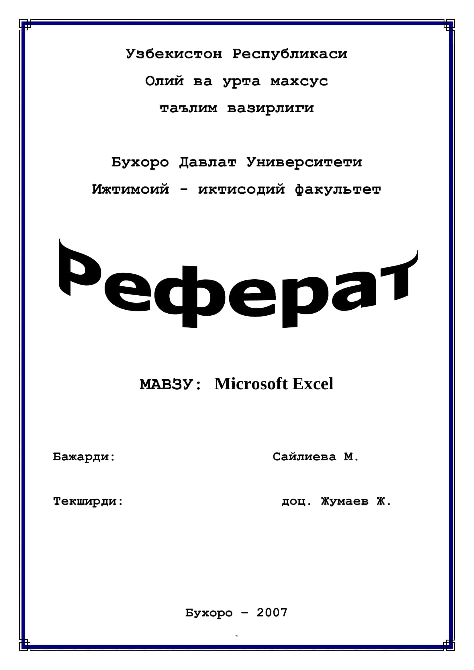Microsoft Excel 1