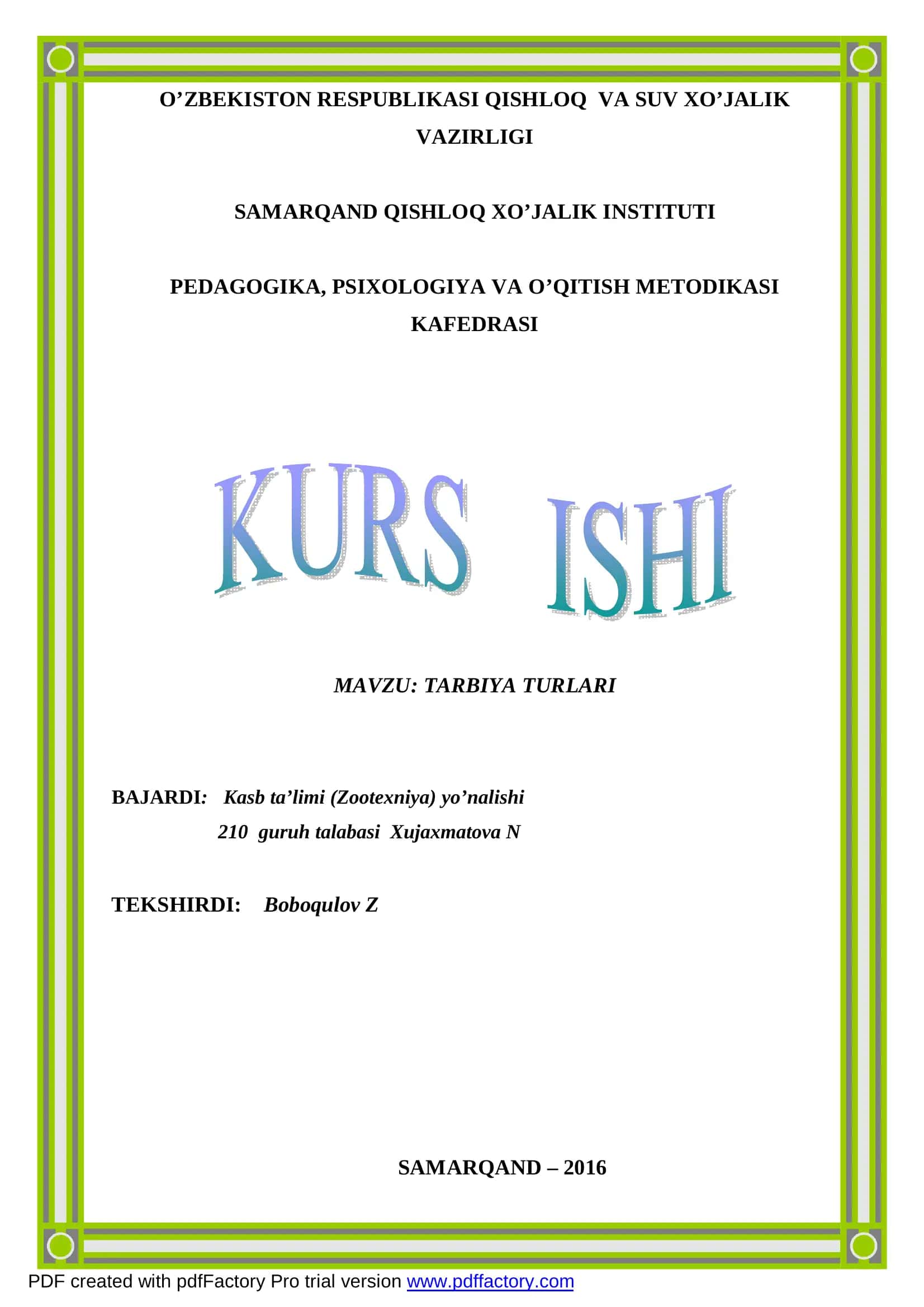 TARBIYA TURLARI 1