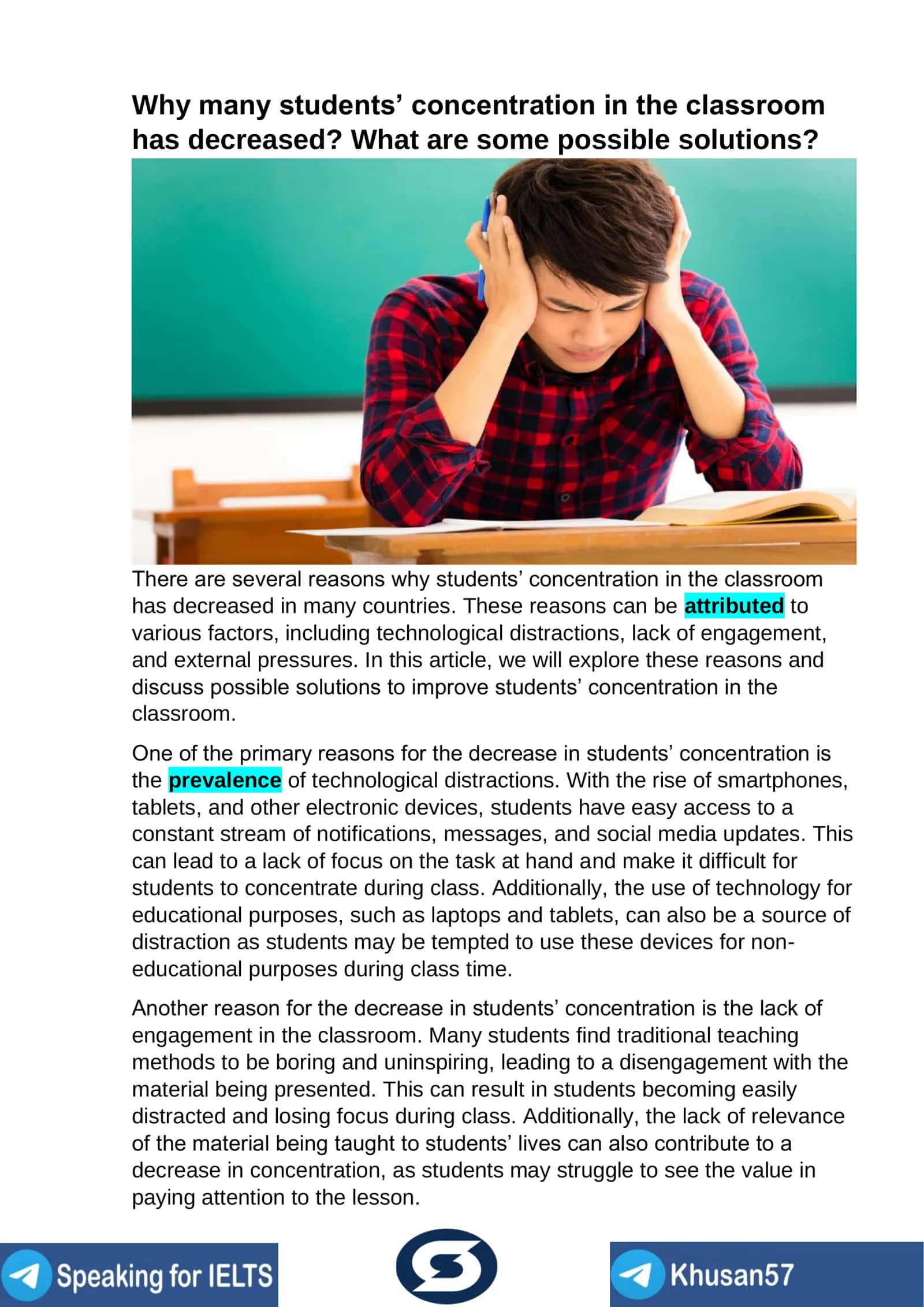 Why students’ concentration in the classroom has decreased 1