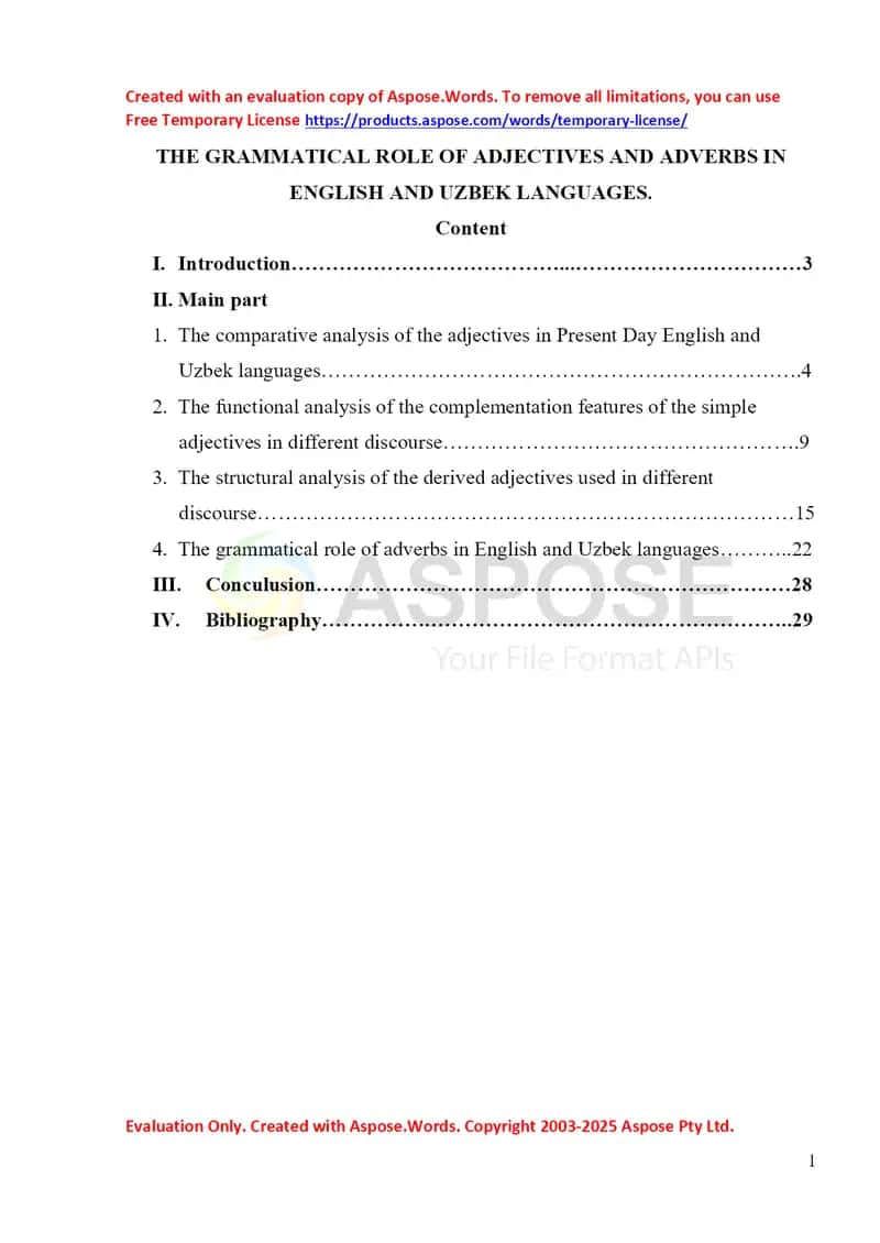 The grammatical role adjectives and adverbs in English and Uzbek languagae 1