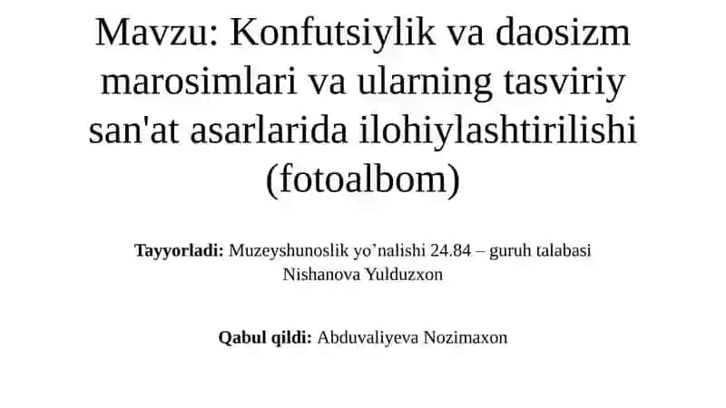 Konfutsiylik va Daosizm 1