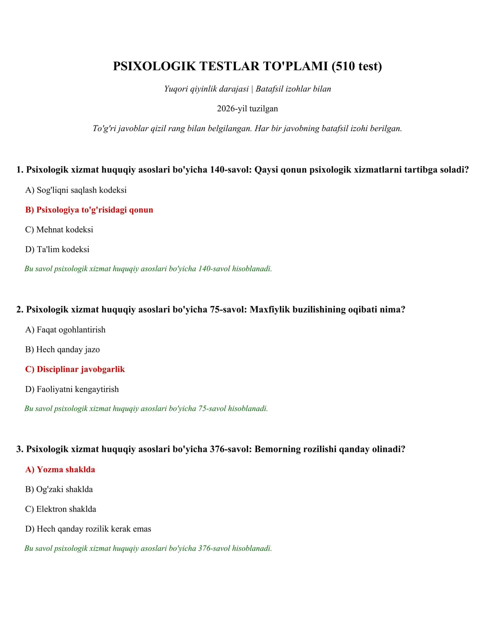 PSIXOLOGIK TESTLAR TO'PLAMI (510 test) 1