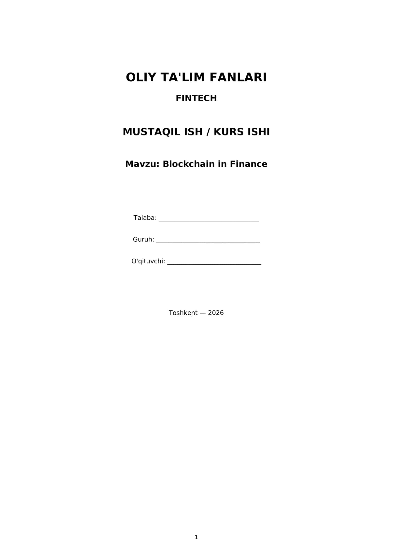Blockchain in Finance 1