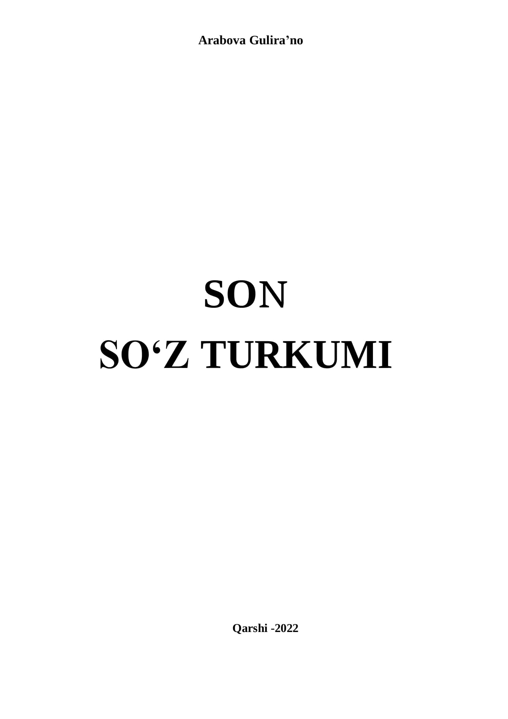 Son So‘z Turkumi 1