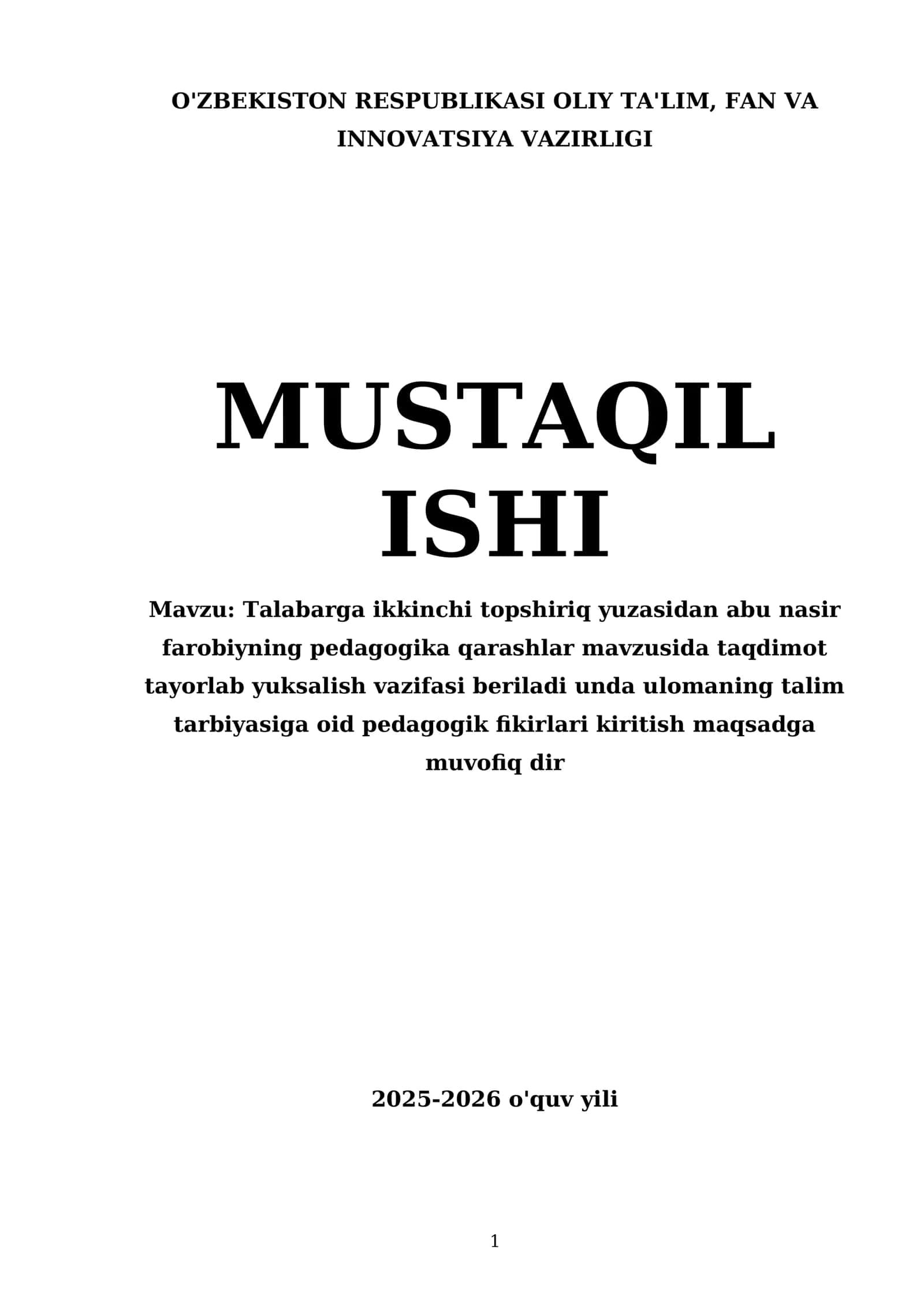 Talabarga ikkinchi topshiriq yuzasidan abu nasir farobiyning pedagogika qarashlar mavzusida taqdimot 1