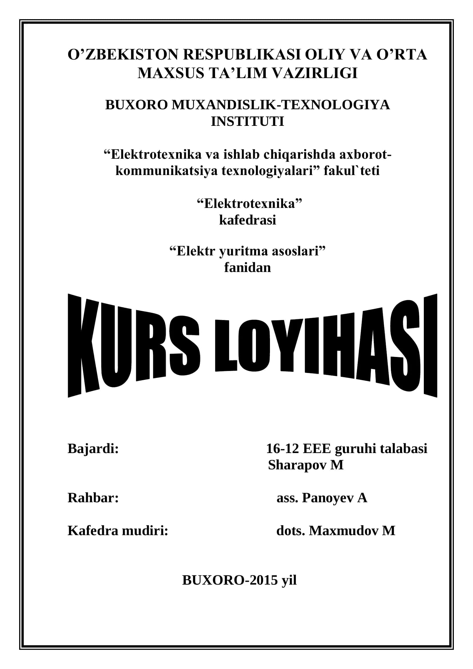 Elektr yuritma asoslari 1