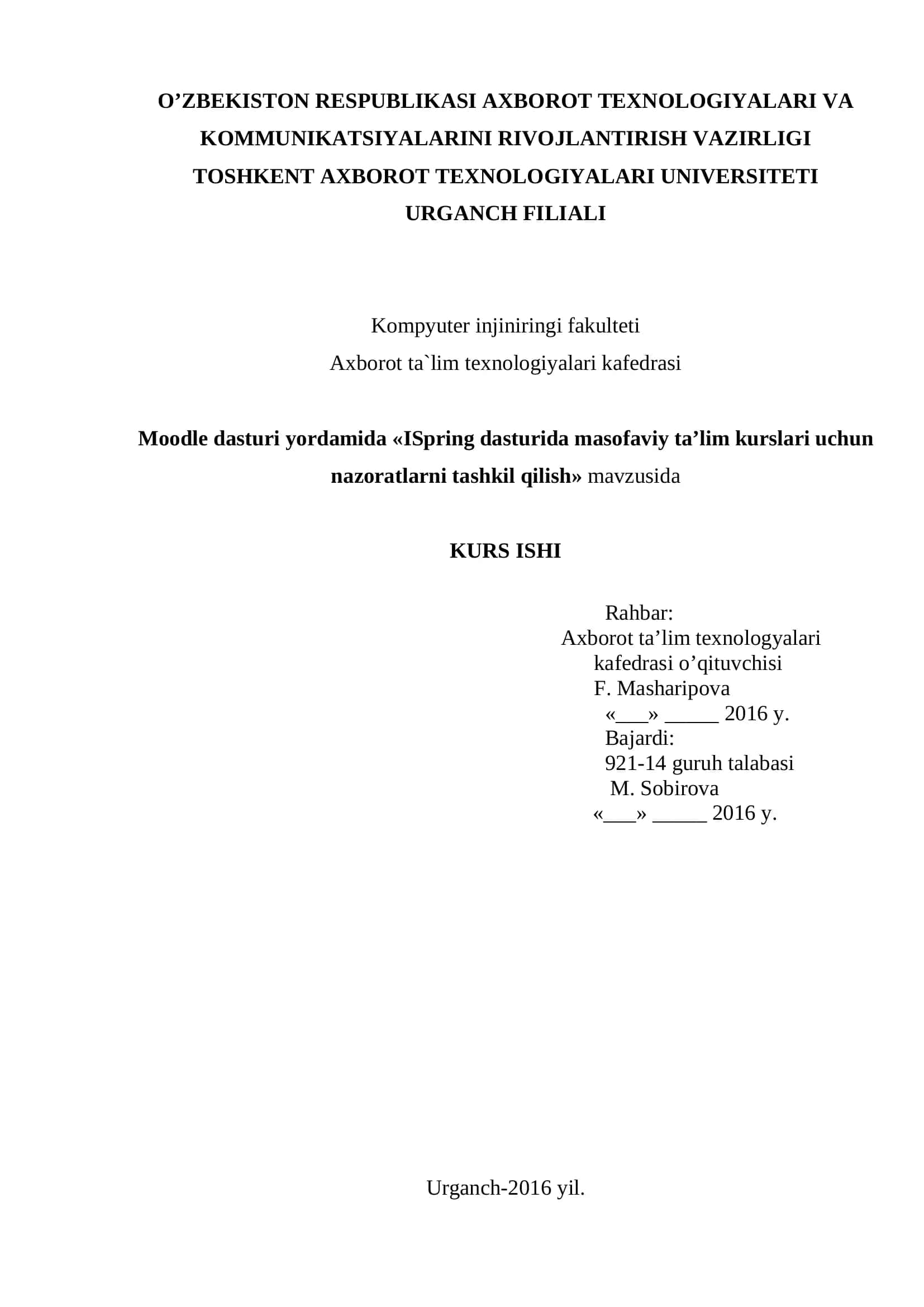 iSpring dasturida masofaviy ta’lim kurslari uchun nazoratlarni tashkil qilish 1