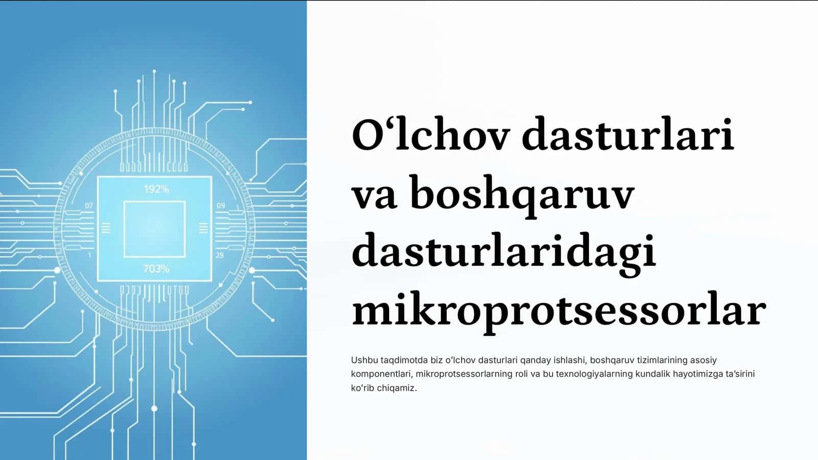 O'lchov dasturlari va boshqaruv dasturlaridagi mikroprotsessorlar 1