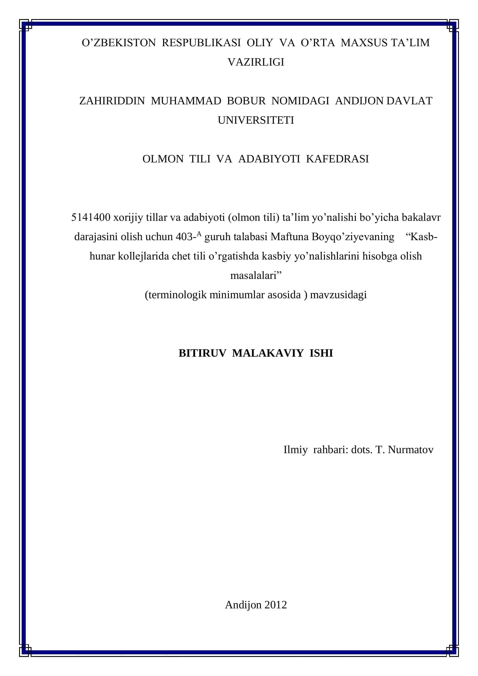 BITIRUV MALAKAVIY ISHI 1
