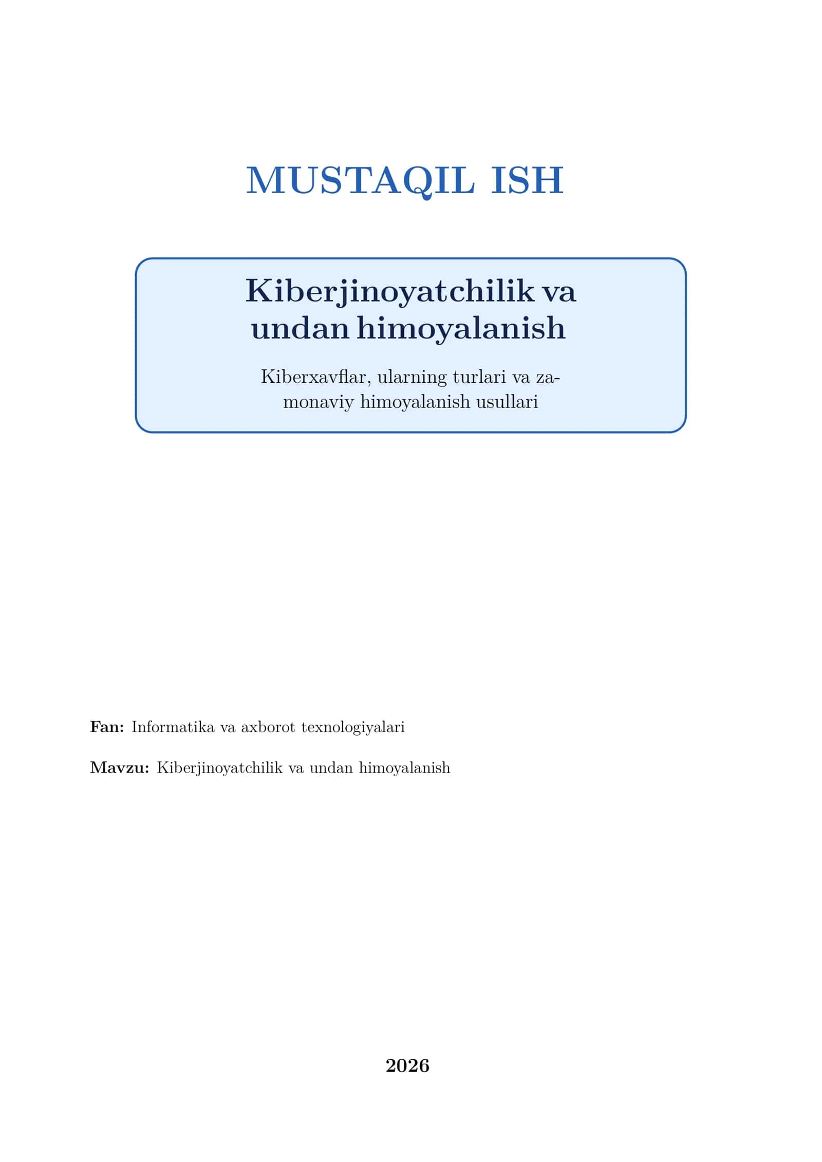 Kiberjinoyatchilik va undan himoyalanish 1