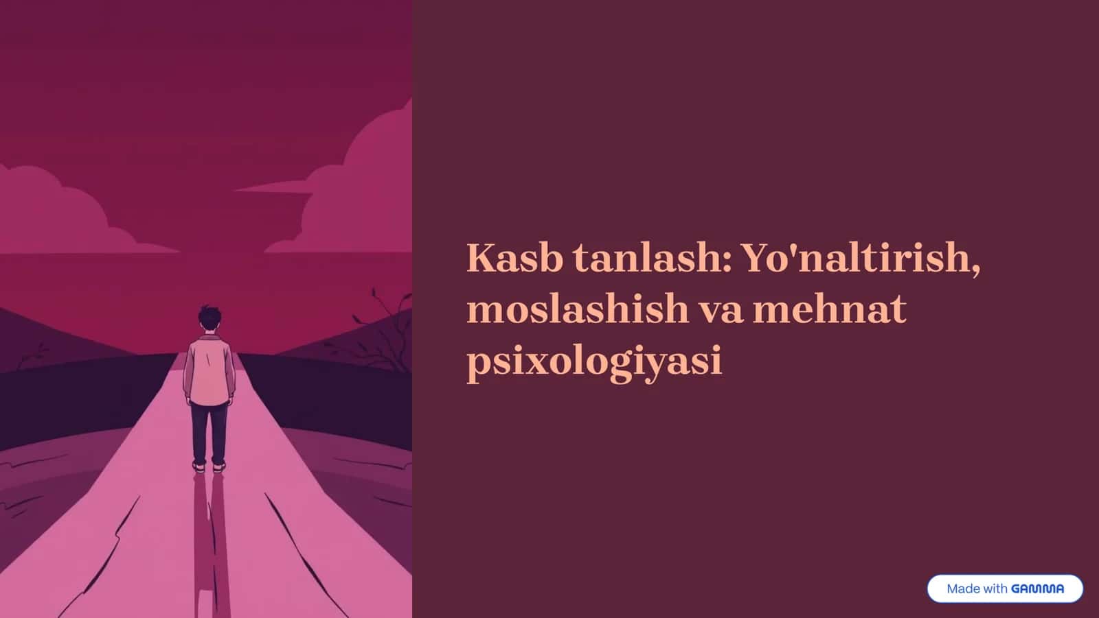 Kasb tanlash: Yo'naltirish, moslashish va mehnat psixologiyasi 1