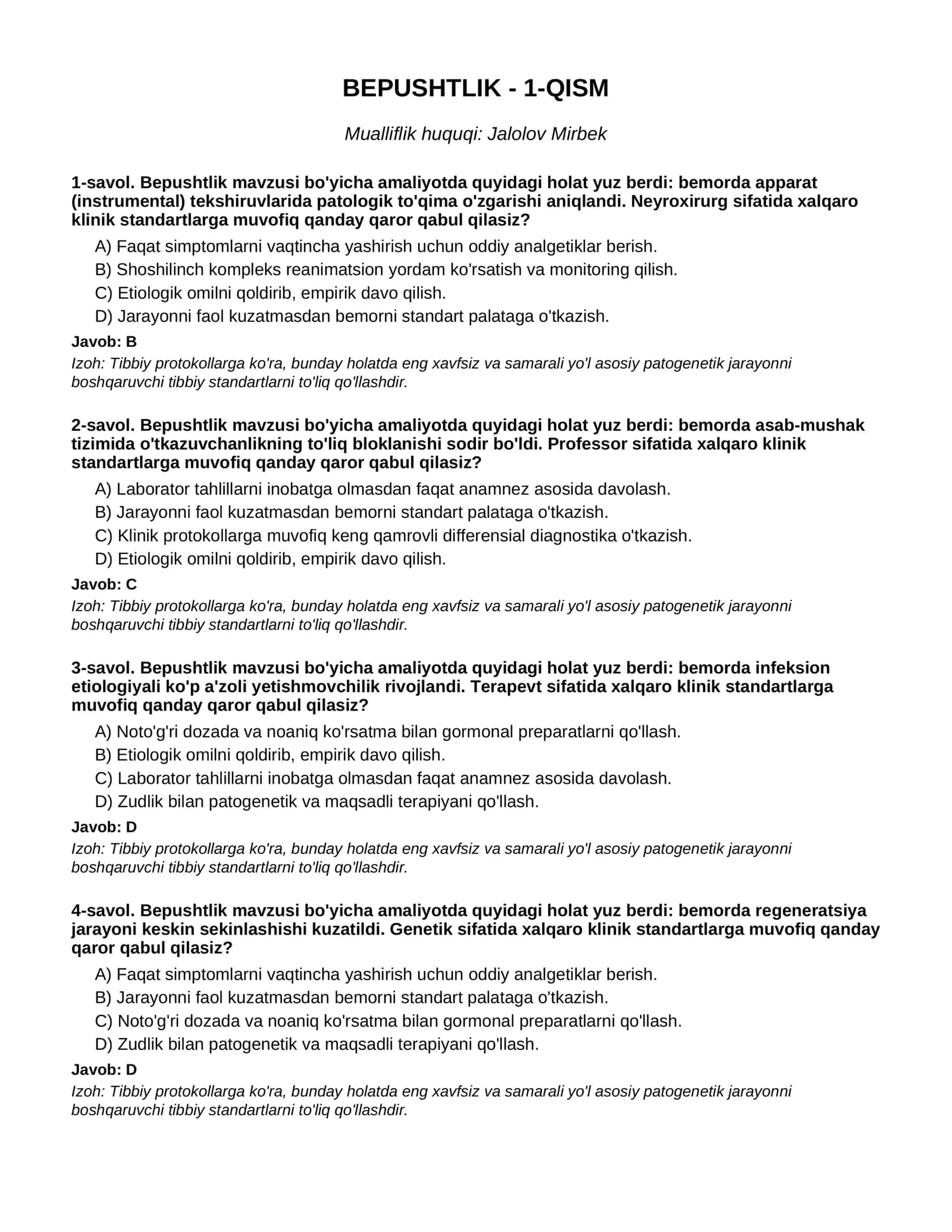 BEPUSHTLIK - 1-QISM 1