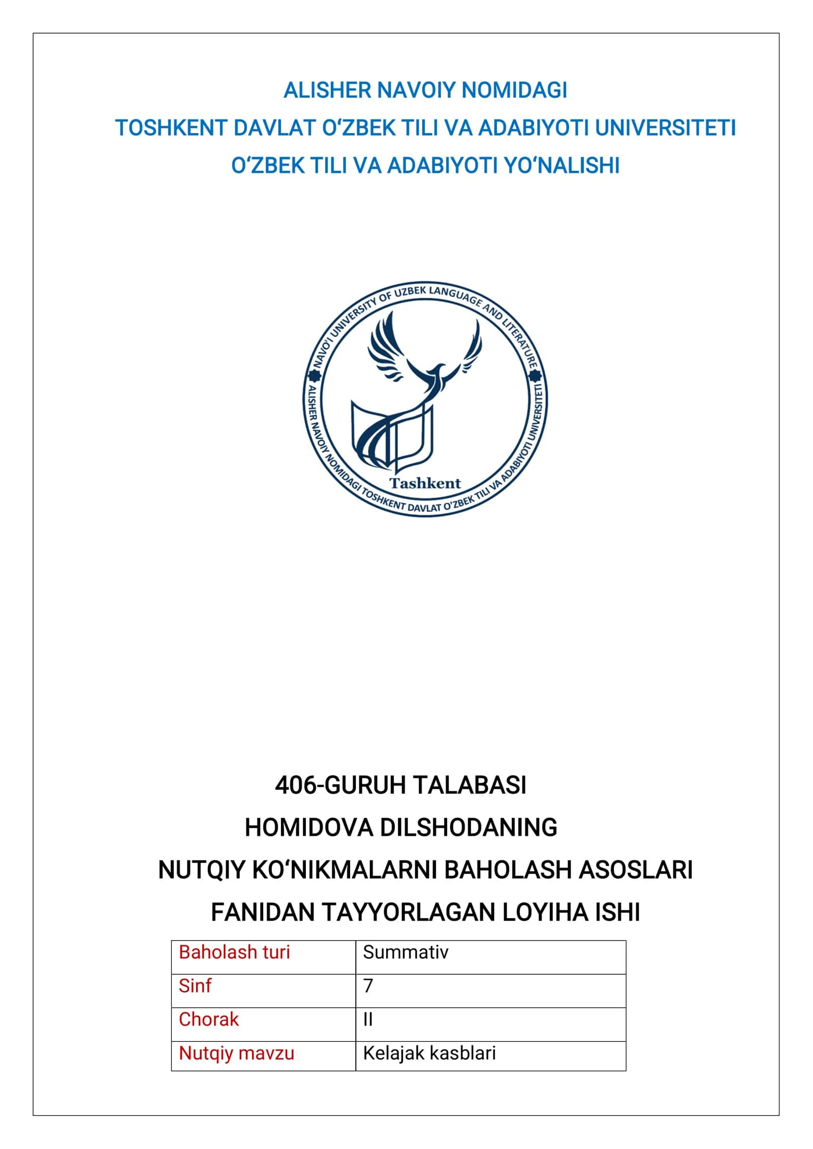 Nutqiy Ko‘nikmalarni Baholash Asoslari 1