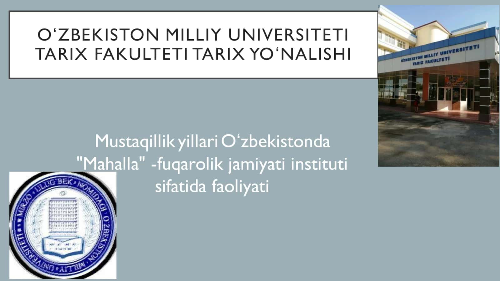 Mustaqillik yillari Oʻzbekistonda Mahalla -fuqarolik jamiyati instituti sifatida faoliyati 1