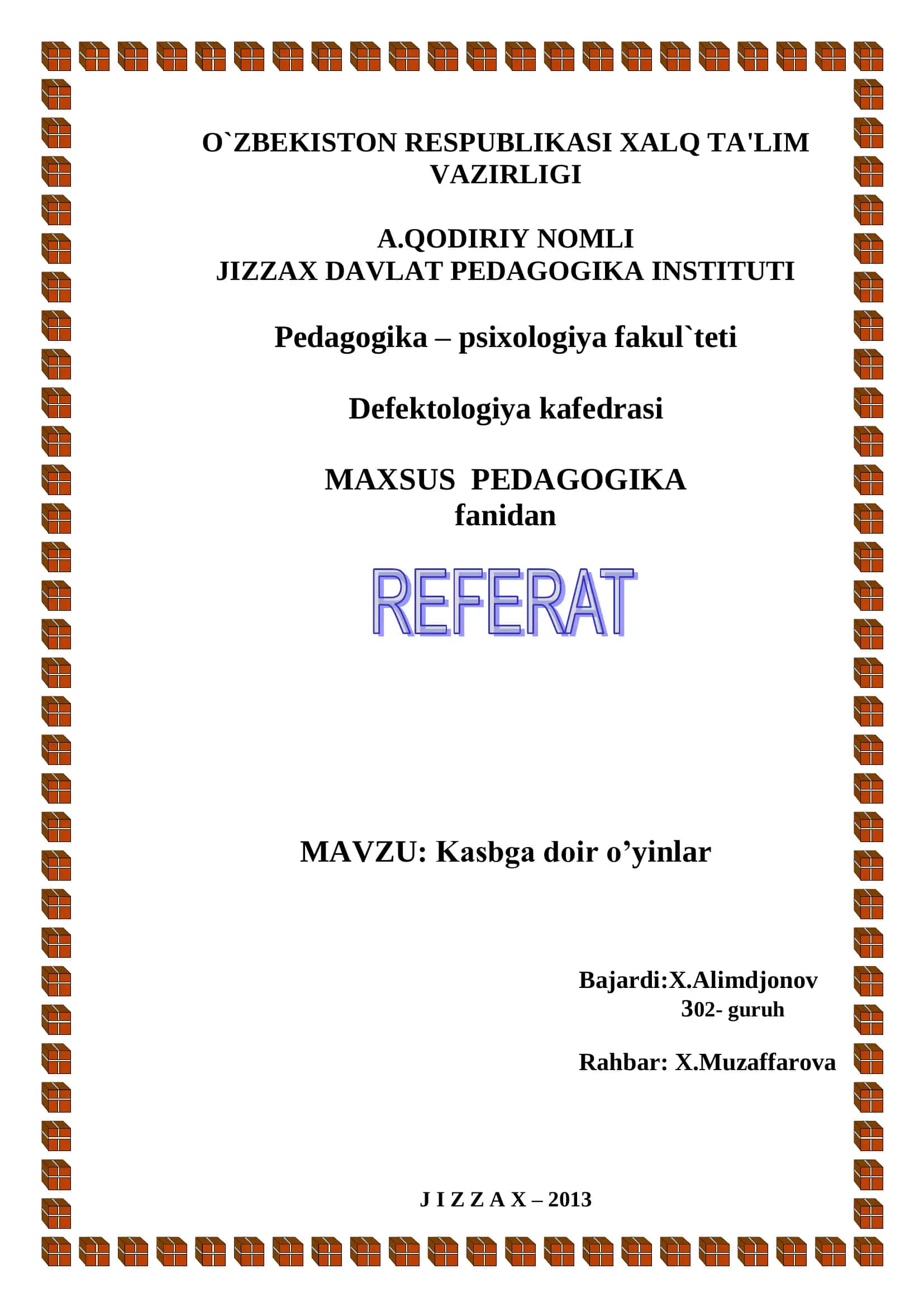 Kasbiy Maslahat O'yini 1