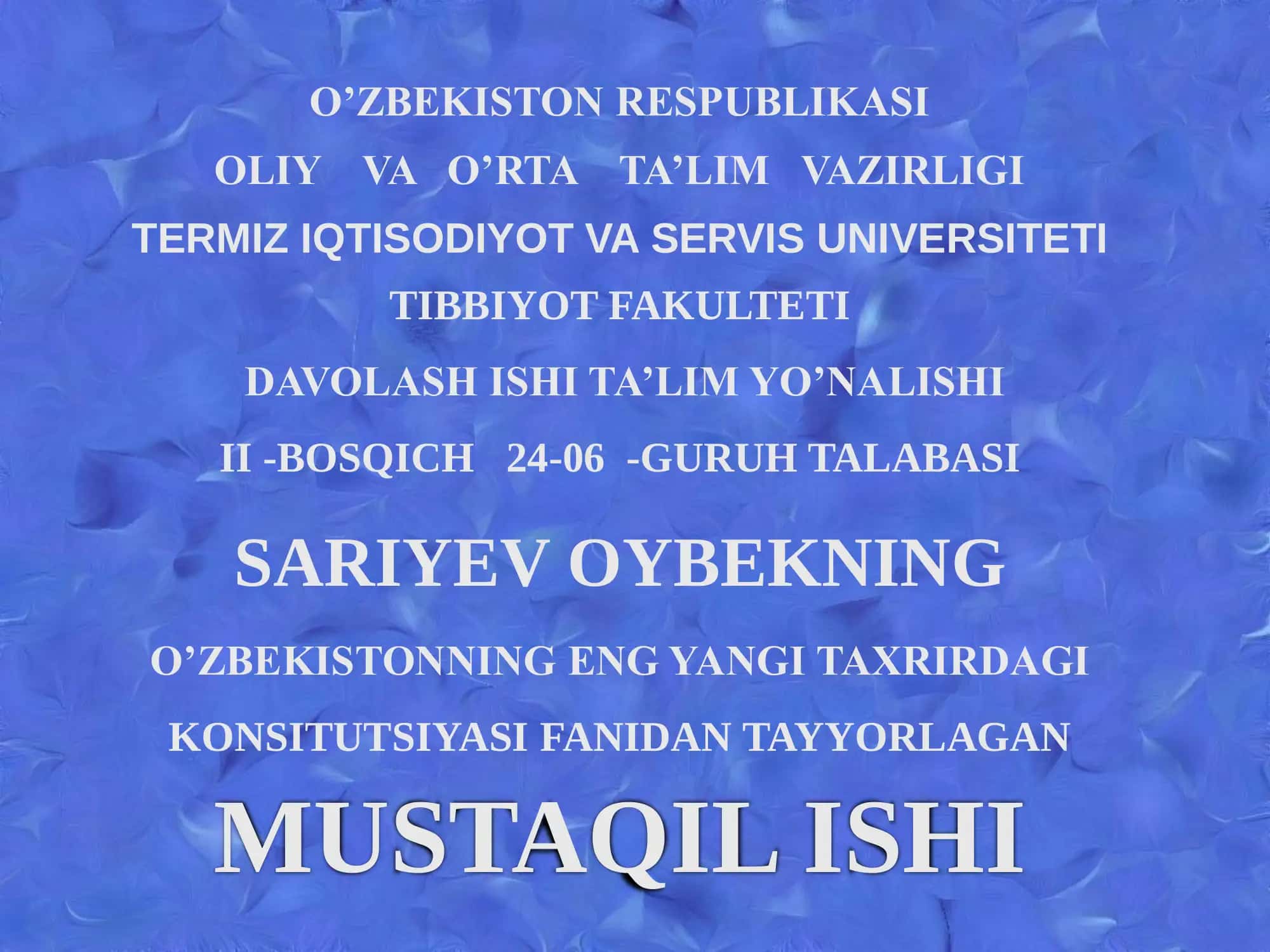O’zbekiston Respublikasi Konstitutsiyasi 1