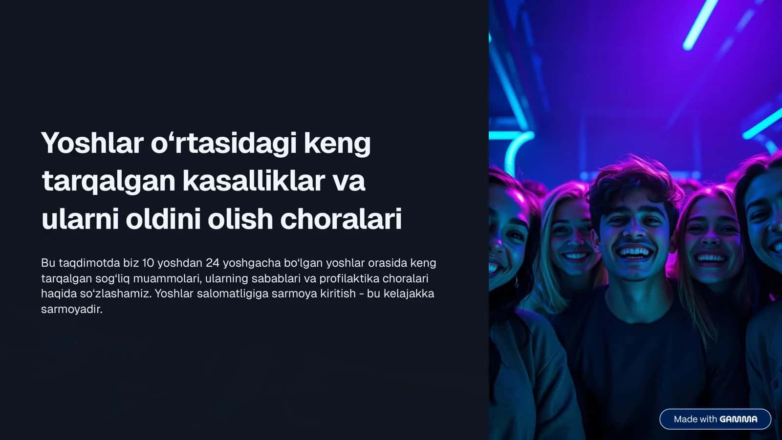 Yoshlar salomatligi: global ahvol va ahamiyat 1