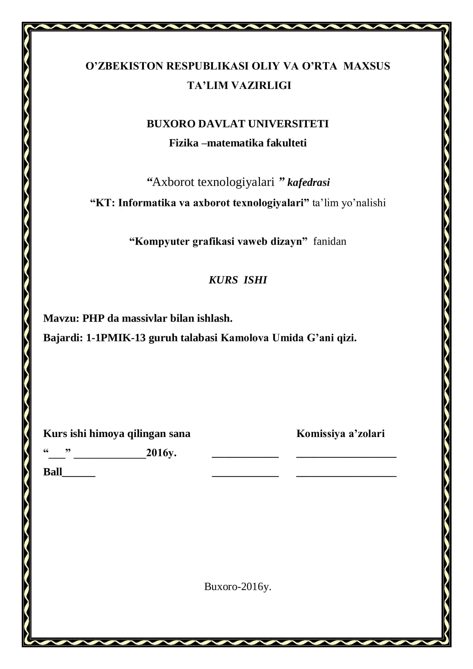 PHP da massivlar bilan ishlash 1