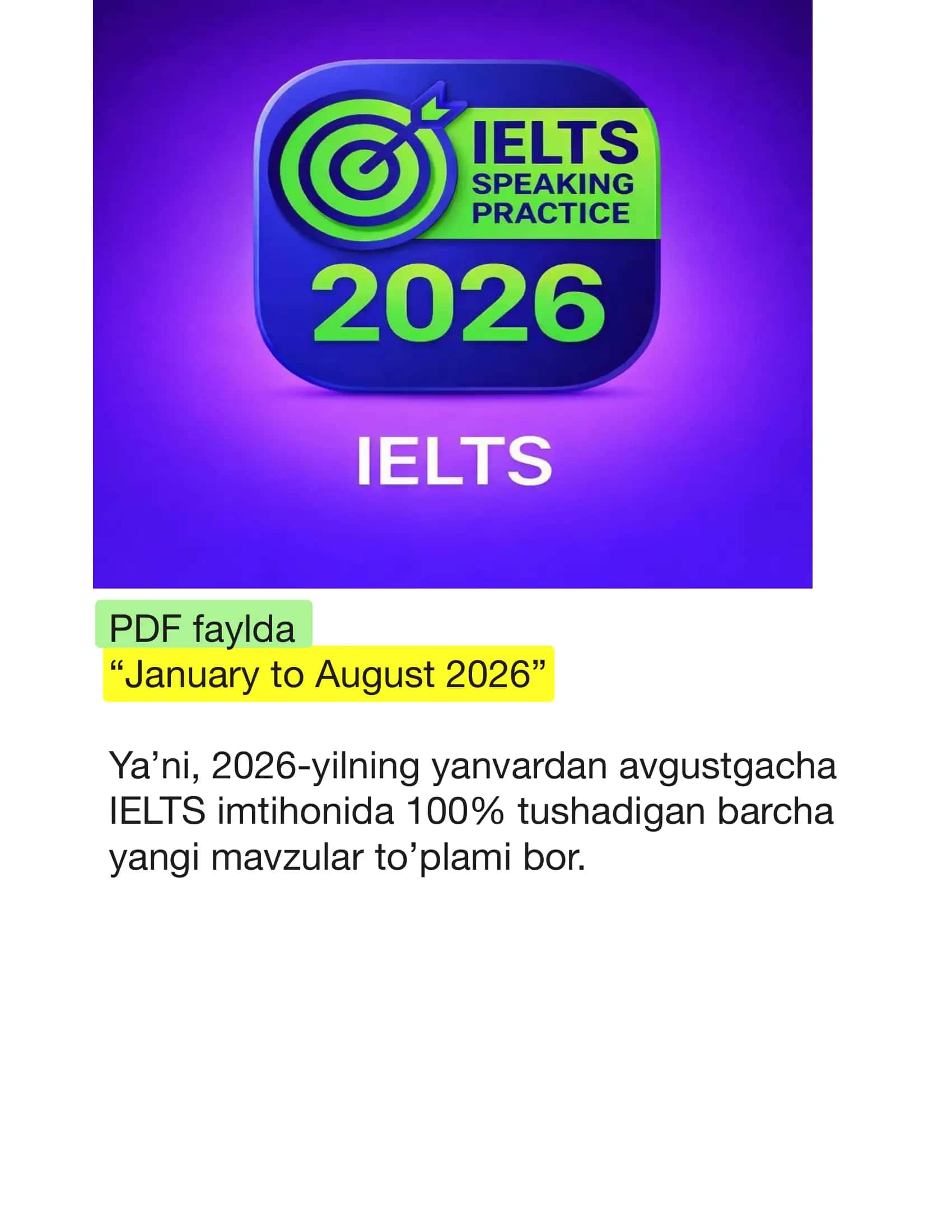 January to August 2026 1
