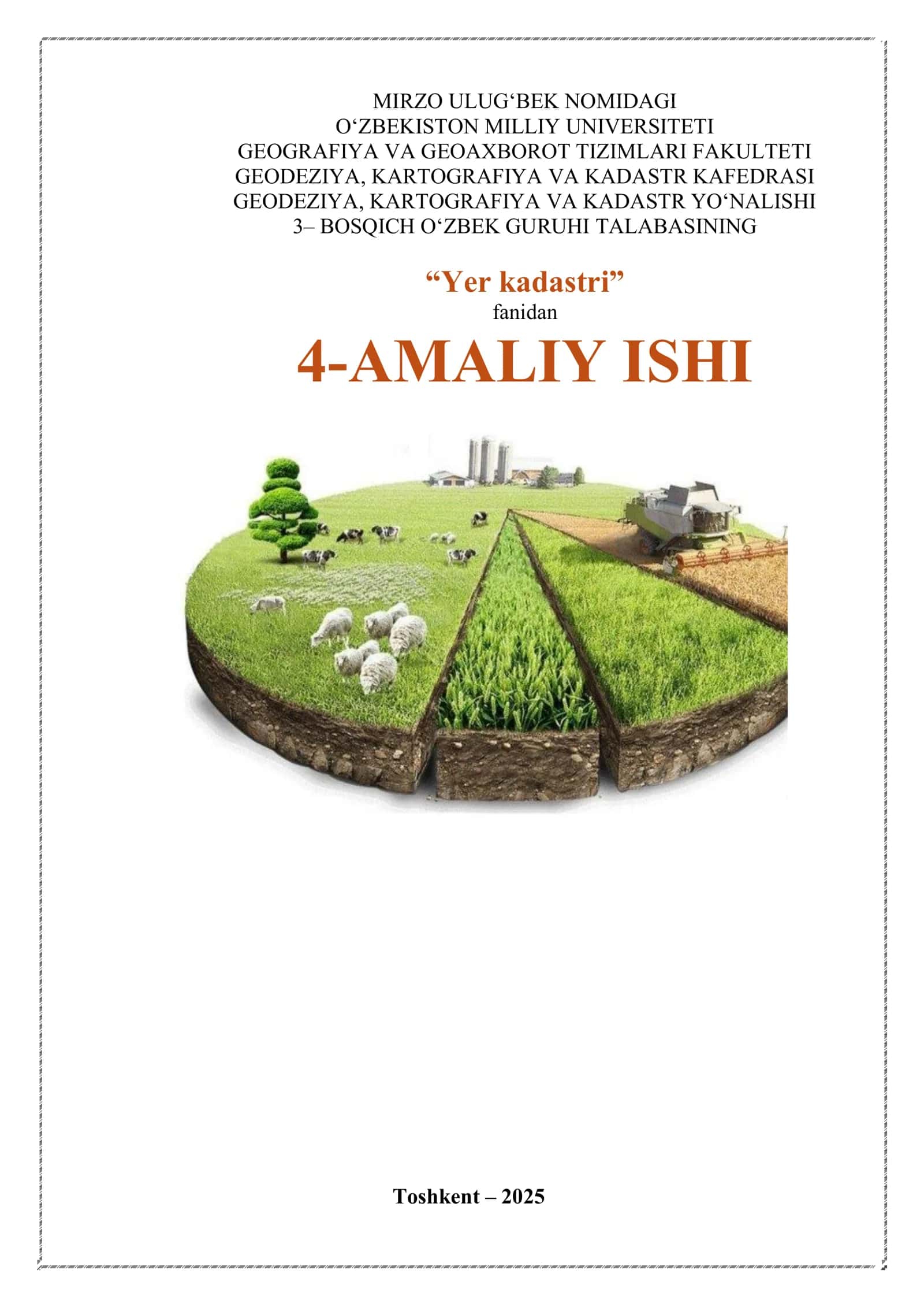 Qishloq xo’jaligi yerlarini normativ qiymatini baholash tartibi bilan tanishish 1