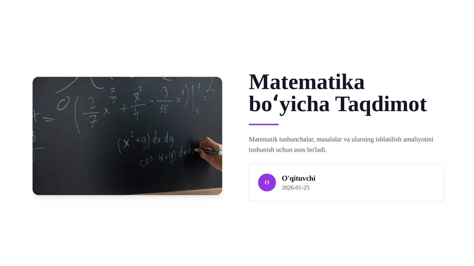 Matematika boʻyicha Taqdimot 1